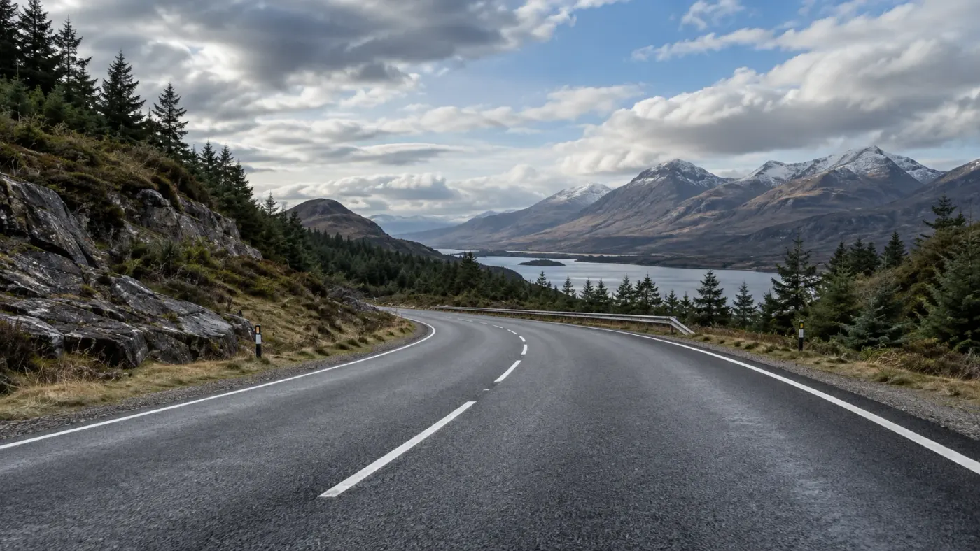 Open road through the countryside